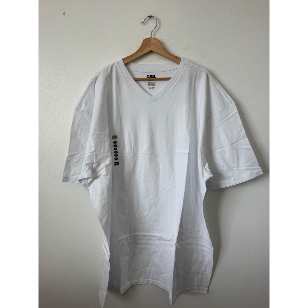 CSG Men's White V-Neck T-Shirts 3-Pack – 4XL – 100% Cotton – NWT